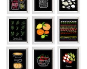 Black Prints Your Choice 2 Print Set - 11"x15" - Food Art - Kitchen Wall Decor - archival fine art giclée prints