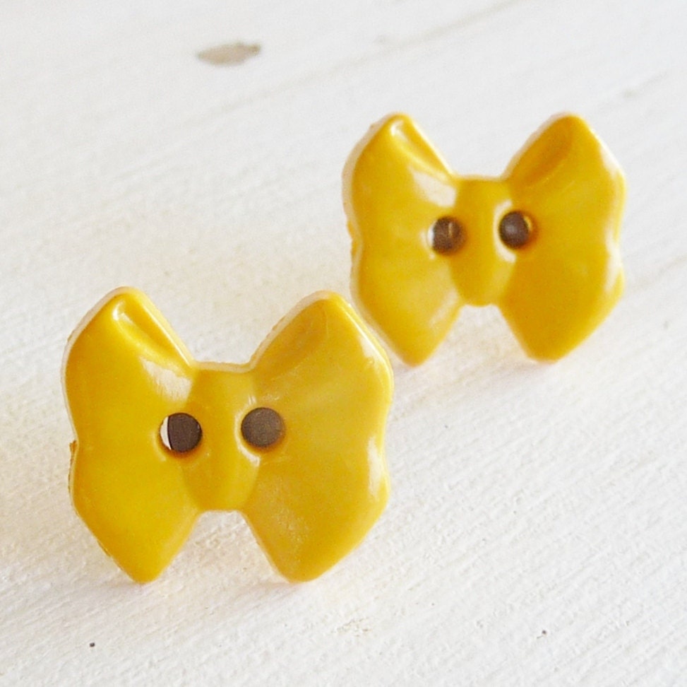Yellow Bow Studs on Titanium Posts for Sensitive Ears, Nickel Free Earrings for Girls, Hypoallergenic Kids Earrings - Cute as a Button