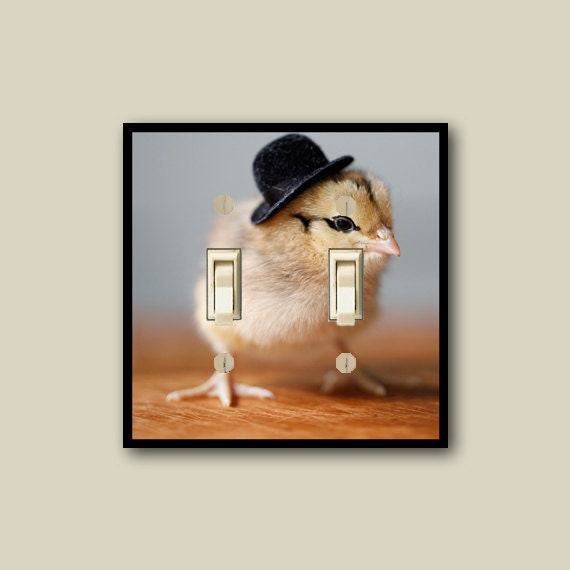 baby chicks switch plate cover, cute wall decor, chicks in hats light switch cover, kids room decor single switchplate DP-100-D1