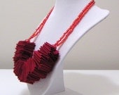 Red Fabric Necklace and Glass Pearl Earrings - Lady in Red - Fun with Fabric Collection