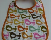 Mirrored Birds Bib with Orange
