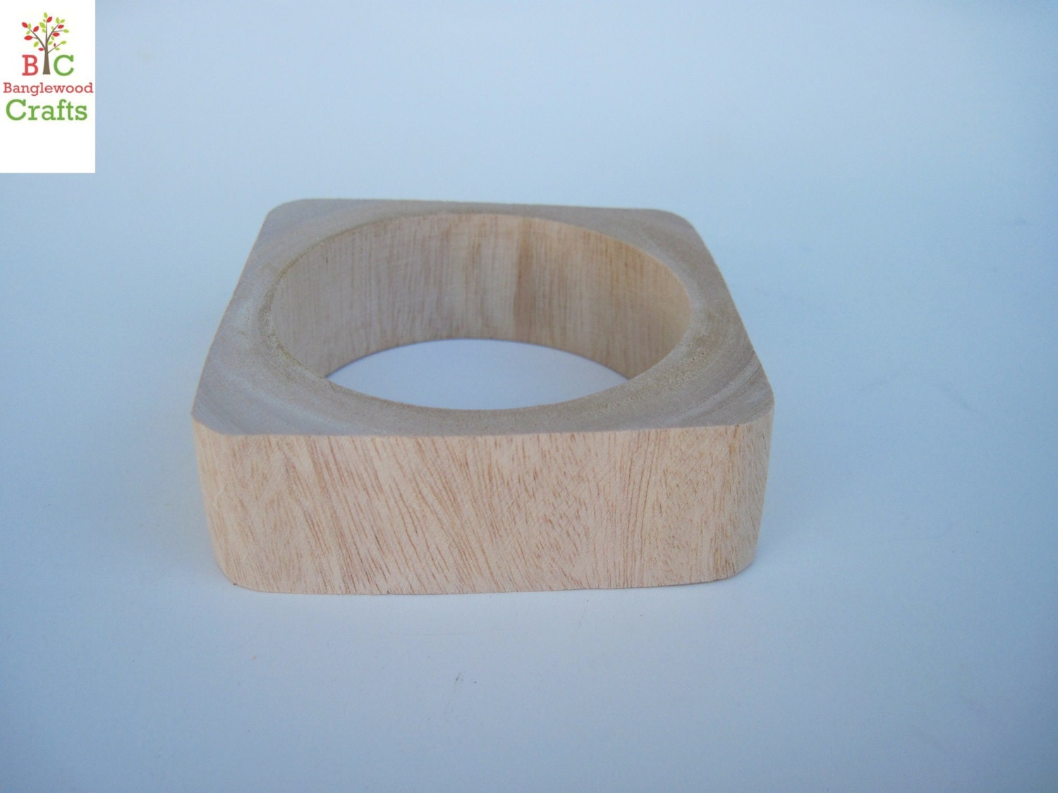 6 Medium Flat Square Unfinished Wood Bangles