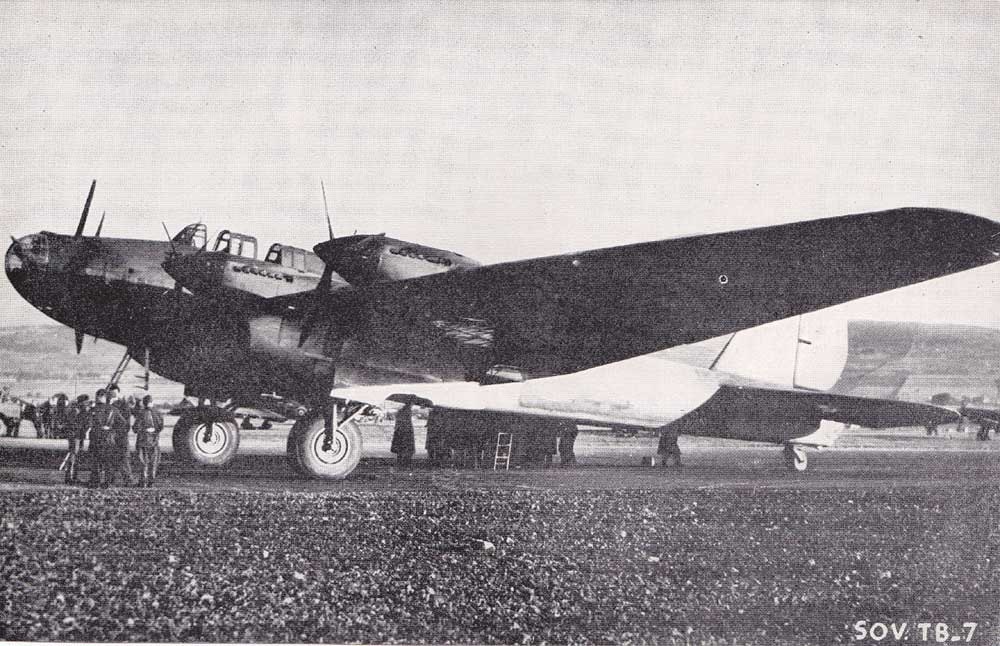 Sov TB 7 WW II Airplane Black and White Picture