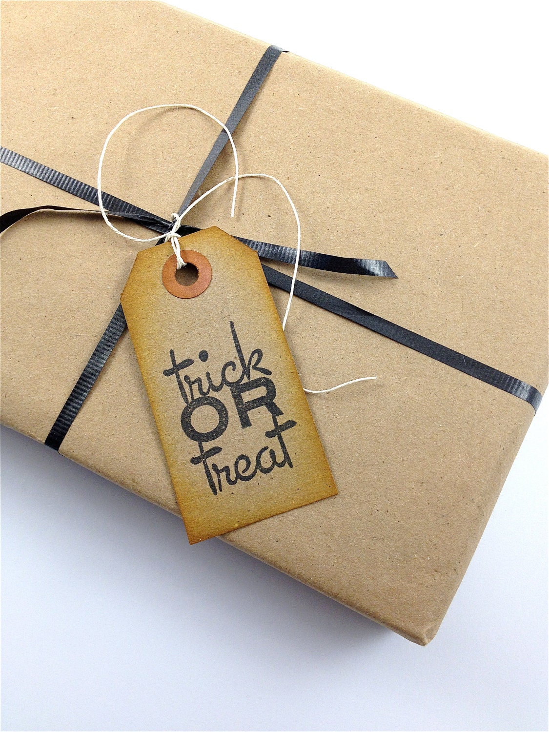 Halloween Tags - Gift Tags - Brown Kraft Card Stock - Handmade - Trick or Treat - Set of 10