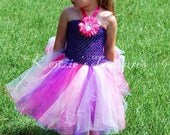 Pink And Purple Princess Crochet Tutu Halter Dress - Size NB to 24 Months - Can Be Worn Different Ways