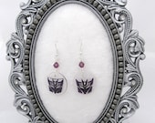 Purple Decepticon symbol earrings