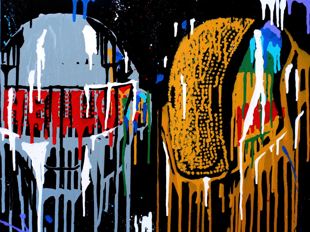 Daft Punk Portrait - 'Daft Drip' - ORIGINAL Acrylic Painting ///////ON SALE////////