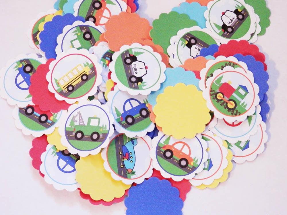TRANSPORTATION Confetti : Mini Tags, Table Confetti, Cars, Bus, Trucks Il_170x135