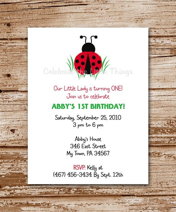 SET of 12 Garden LADYBUG Invitations Il_570xn