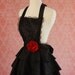 Sexy Vintage Inspired Fashion Apron - Black Satin and Lace