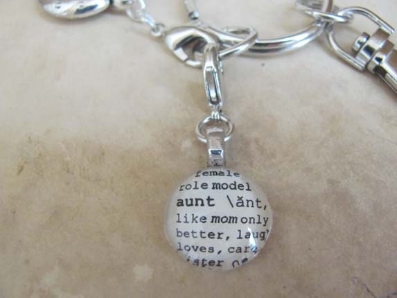 Aunt Dictionary Word Clip-on Glass Gem Vintage Look by Kristin Victoria Designs