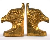 Brass Eagle Bookends. Pair. Statue. Americana. Bird. Classic. Desk. Office. Library. Men. Dudes. Unisex. Metallic. Feathers. Eco Decor.