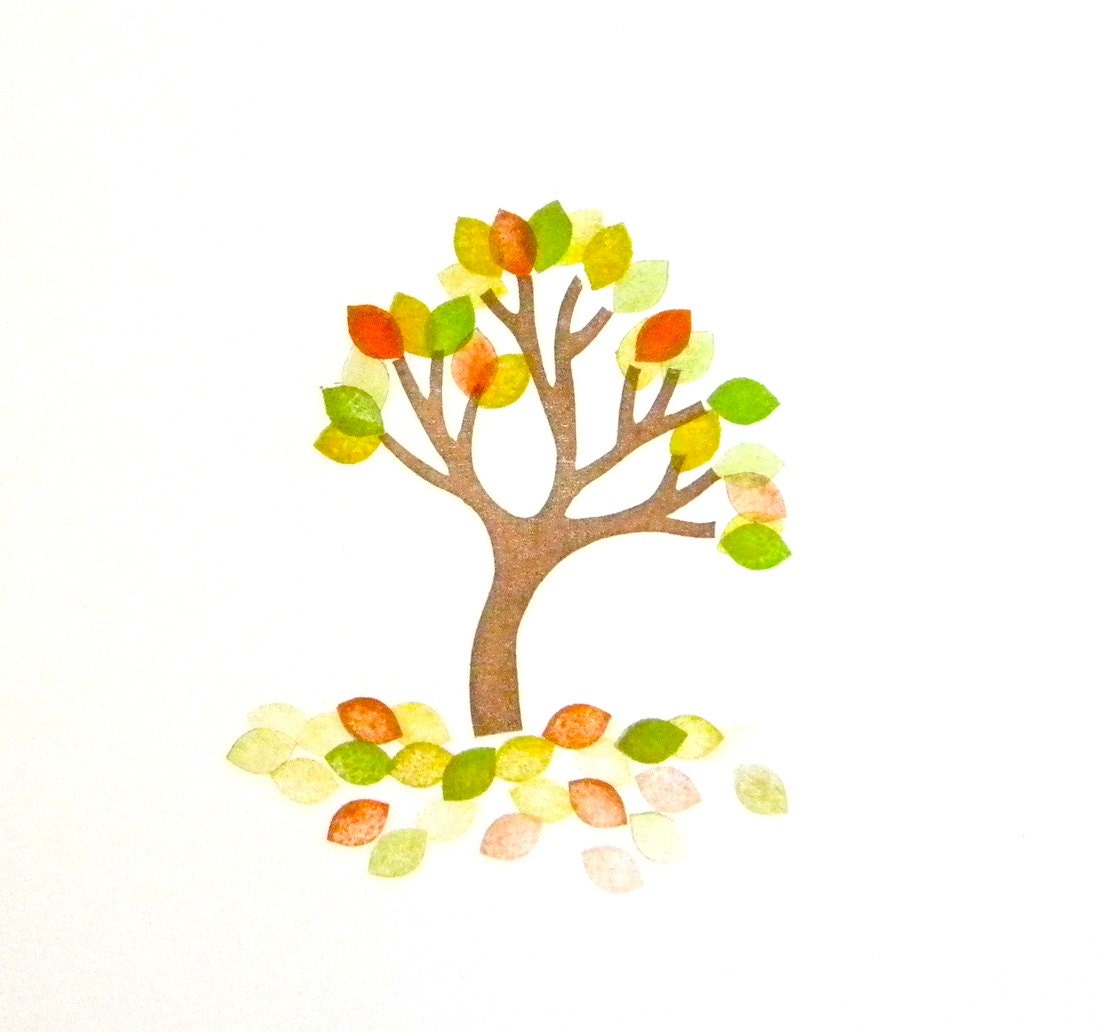 Tree and leaf stamps set hand carved rubber stamps