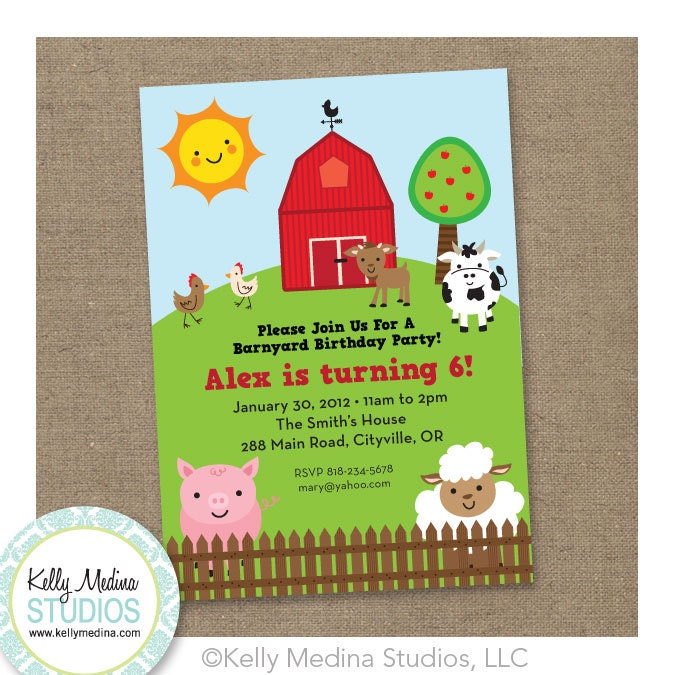 Custom Barnyard Farm Animal Birthday - Printable Digital Invitation - Personal Use Only