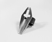 Mens silver inverted cross coffin ring