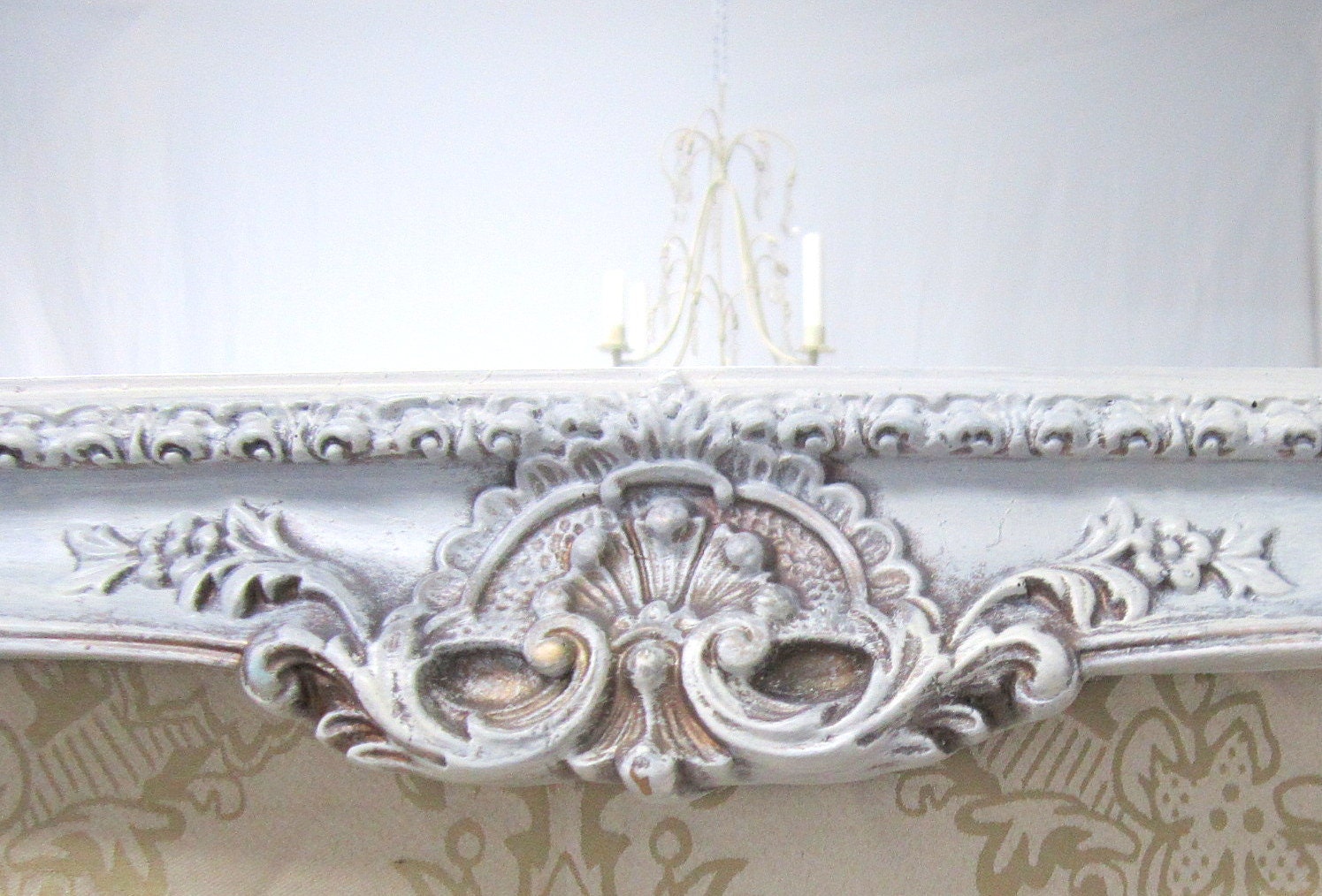 ANTIQUE Mirrors For Sale FRENCH COUNTRY Home 42"x30" Antique White Ivory Vintage Framed Mirror Shabby Chic Home Large Framed Mirror