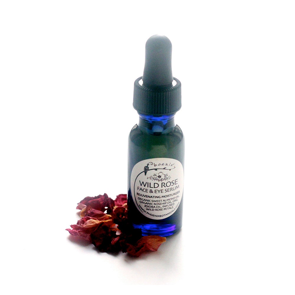 Wild Rose Serum - organic flower infused facial moisturizing oil - .5 oz glass bottle