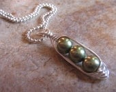 pea pod necklace-  2 3 4 or 5 Peas and your choice of 24 colors