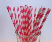 Hot Pink and White Retro Party Straws- Qty-50 Il_170x135