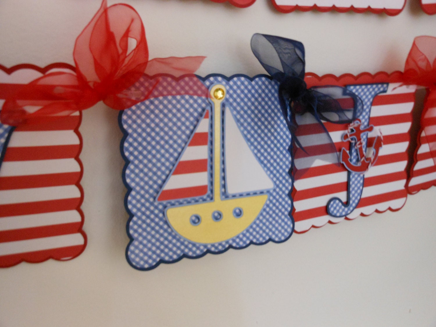 Sailboat Birthday-Blue and Red Sailboat Banner For Birthdays- Boy's or Girl's Il_170x135