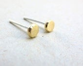 Recycled 18k Yellow Gold and Sterling Silver Pebble Studs
