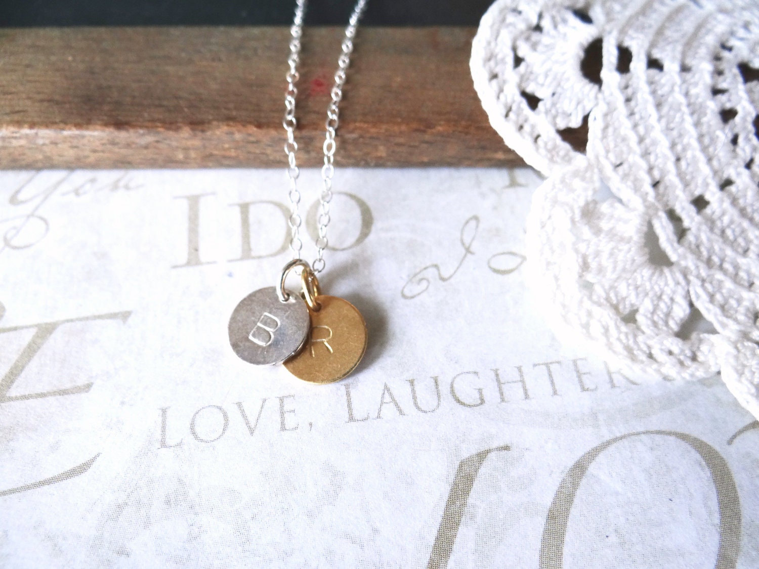 DARLING personalized hand stamped initial necklace (silver or gold)