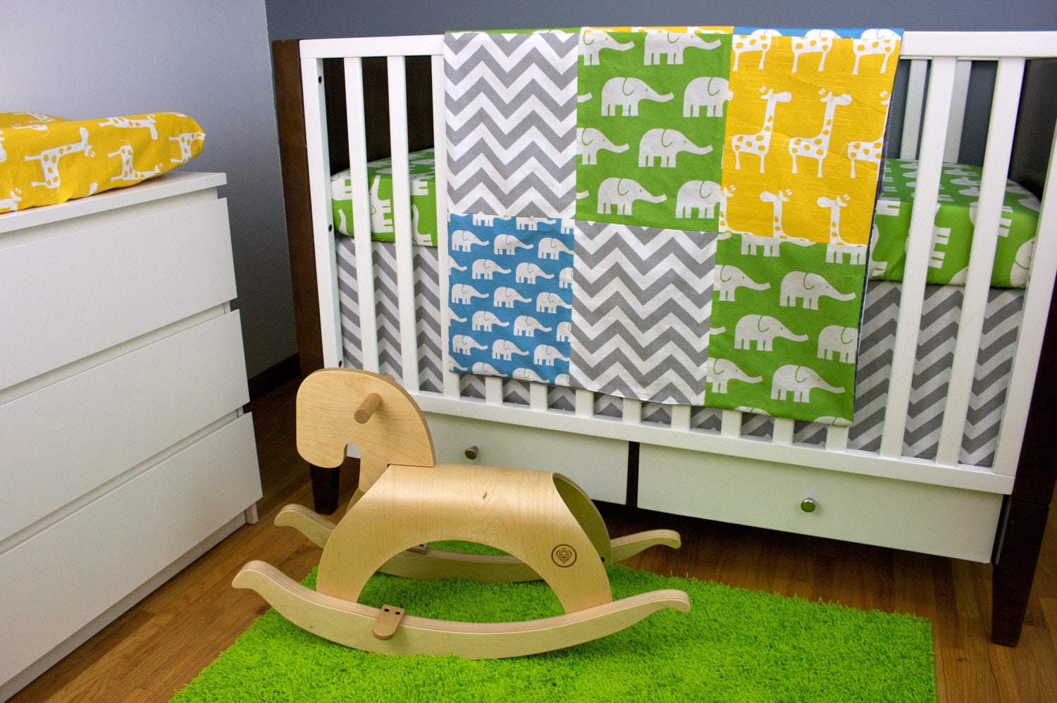 Sheet/ Skirt/ Changing Pad Cover/ Quilt UPGRADED FABRICS (Modern Baby Bedding Crib Set)