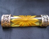 Deco Bakelite Brooch Reverse Carved Applejuice