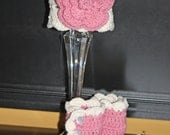 Crochet Beanie with Removable Flower and matching Boots - Newborn through 24 Month Sizes