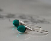 peacock teal quartz drops  and sterling silver earrings