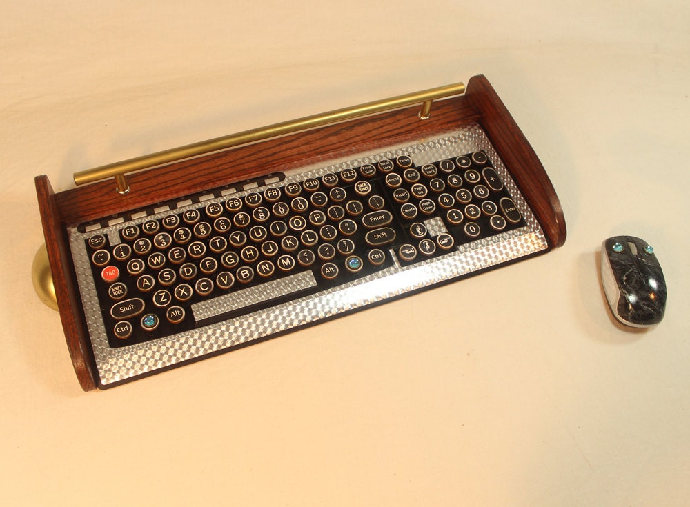 Keyboard Mouse  Combo-Antique looking Victorian Retro Styling - Steampunk-Typewriter-Silver- ETSY DISCOUNT OFFER
