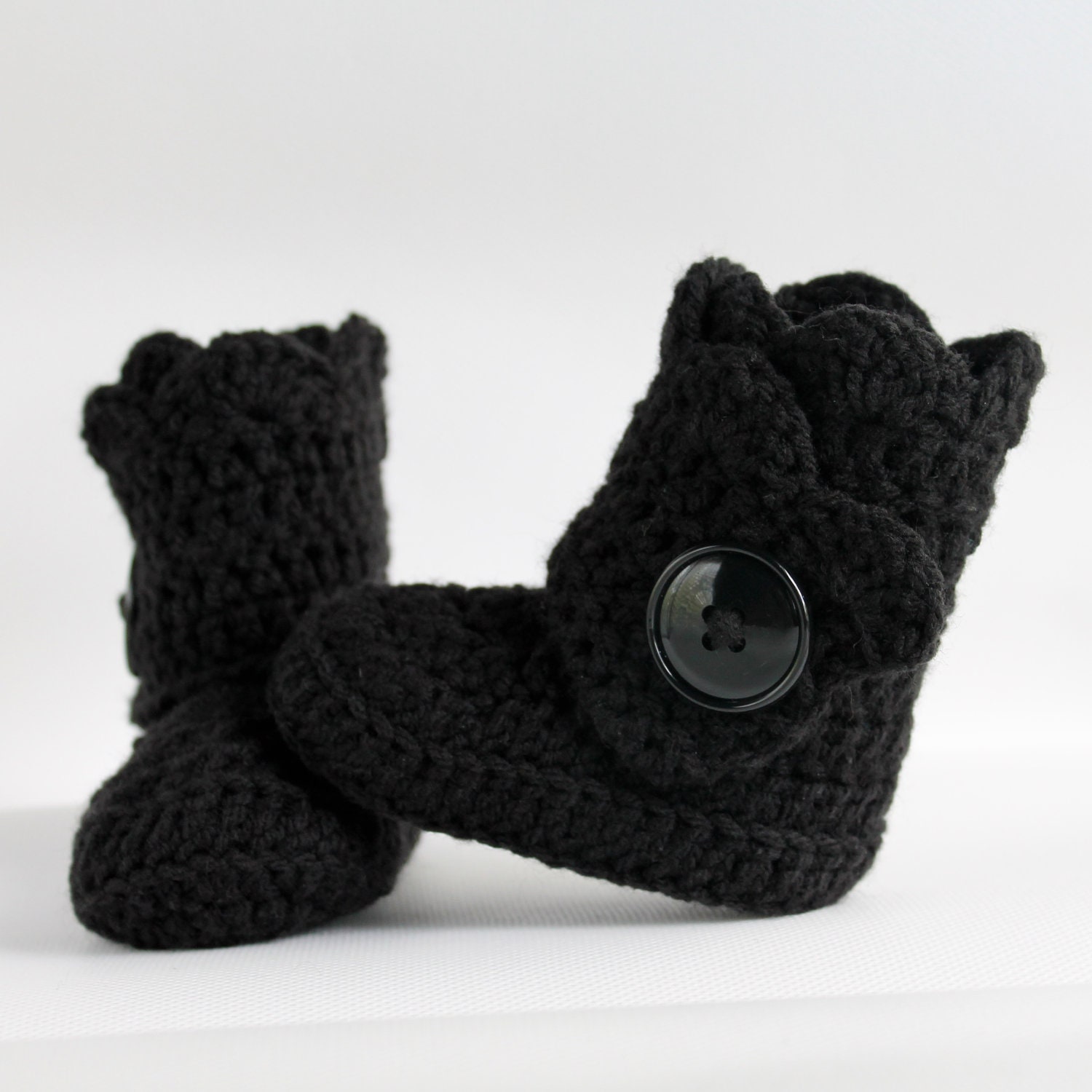Black Infant Crochet Shell Wrap Boots- Choose Your Size