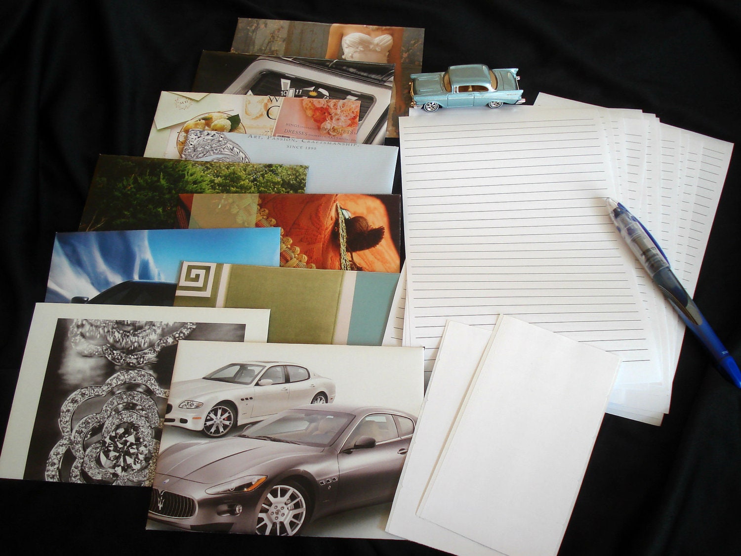 10 Upcycled Envelope Stationery Set Assorted Prints Made from Magazines