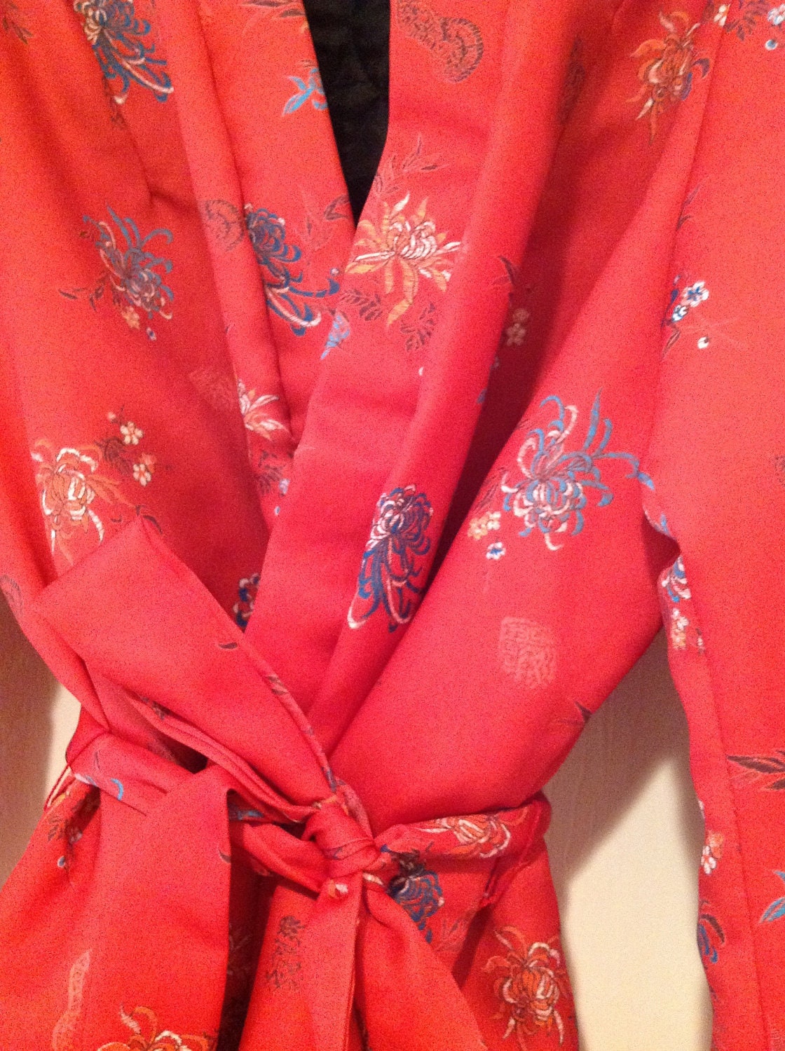Vintage Asian Inspired Red Kimono Style Jacket