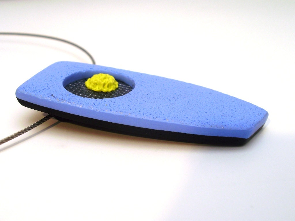 CORNFLOWER Blue Polymer Clay Pendant Present for 45 USD