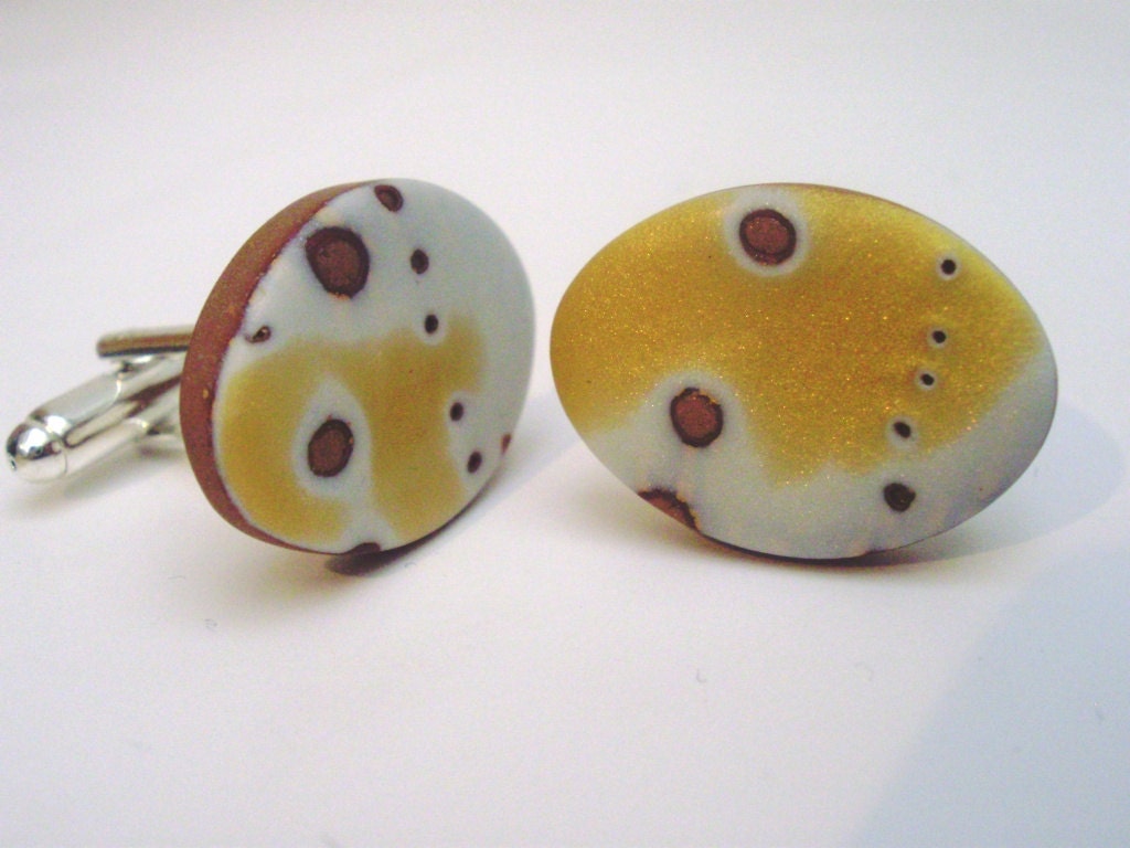 CHAMPAGNE Polymer Clay Cufflinks No.1