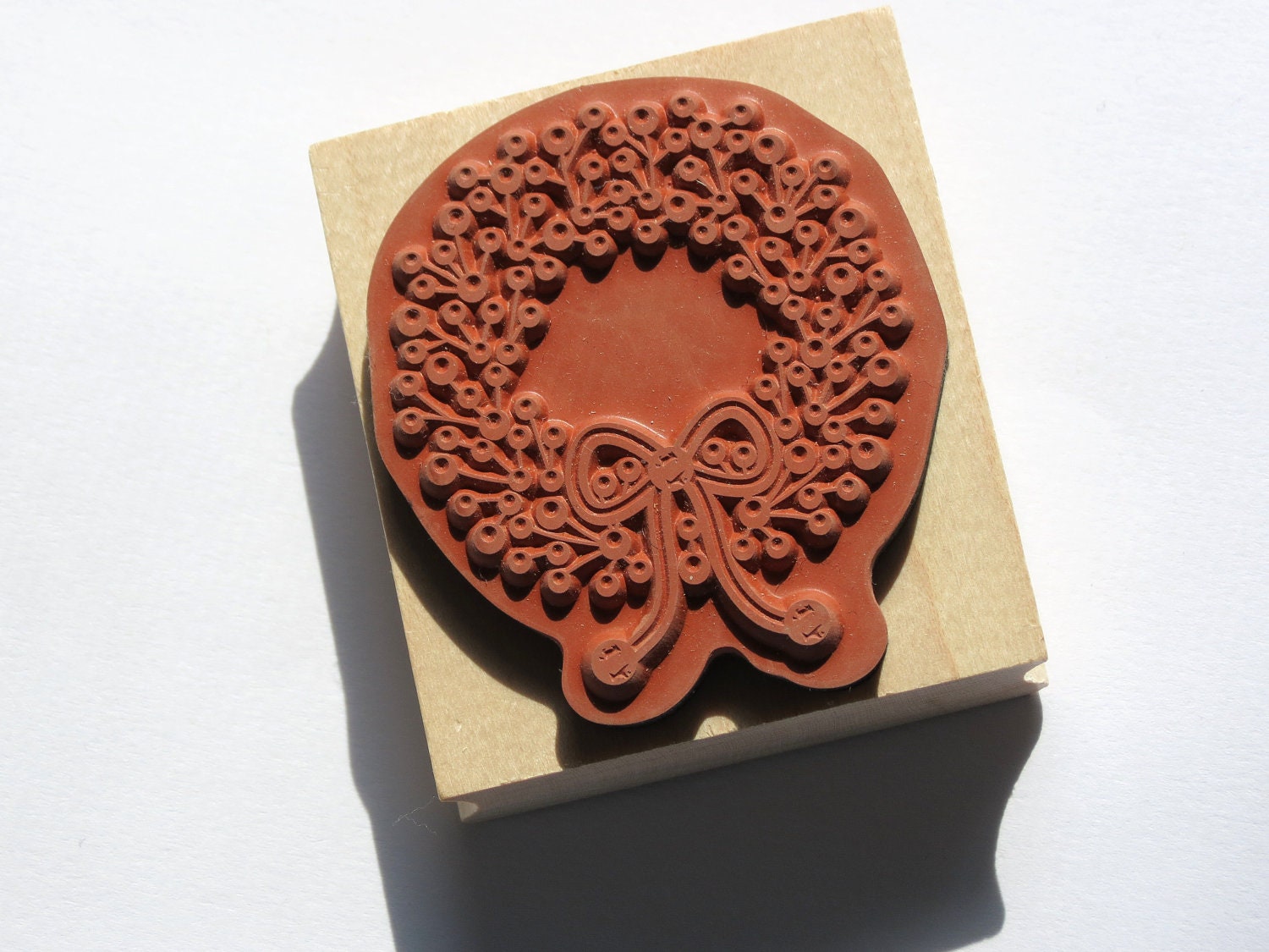 Holly Wreath Rubber Stamp from Inkadinkado  // Brand New