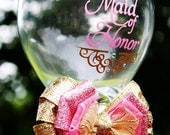 Personalized Maid of Honor Custom Name Bridal Wedding Shower Bachelorette Bridesmaid Groom Groomsman Marriage Wine Glass