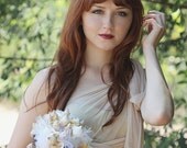 Sea goddess Chiffon Convertible Wrap Wedding Gown- Cameo Nude Chiffon Straps and Skirt with Train