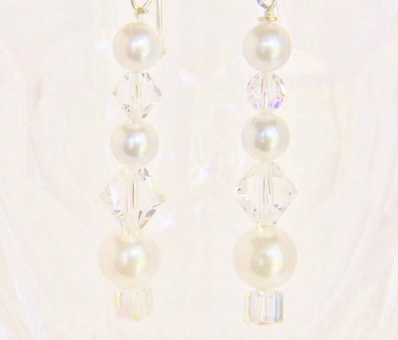 WHITE WEDDING Earrings-Swarovsk Crystal- Chakra Balancing, PURITY in White Color Therapy- Great for Mothers Day, Anniversaries, and More -