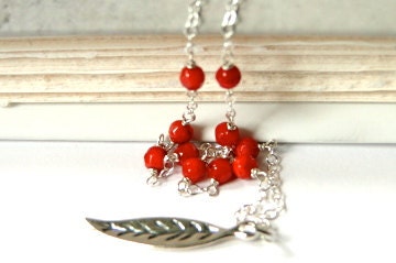SPRING SALE - Necklace, Modern Coral Necklace, Solid Sterling Silver Accessories