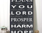 For I Know the Plans I Have for You - Jeremiah 29:11 Scripture Verse - Typography Word Art
