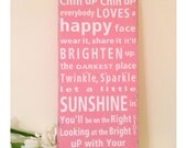 READY to SHIP -Charlotte's Web -Chin Up Chin Up Everybody Loves a Happy Face-Typography Word Art  - Sign for a child's Nursery or a Playroom