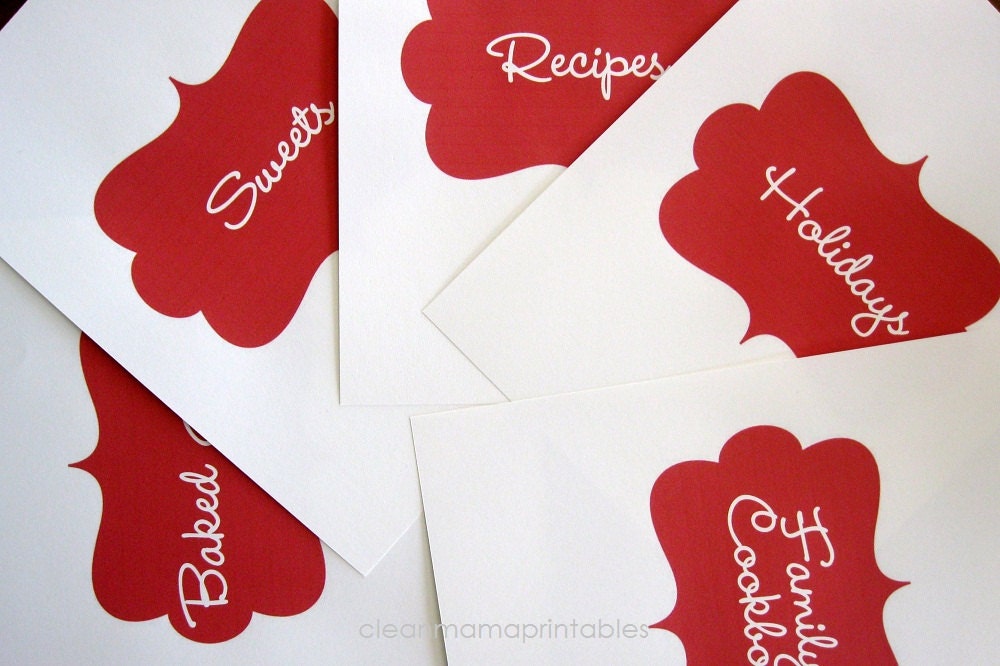 Recipe Binder Kit - RED - 41 Documents - INSTANT DOWNLOAD
