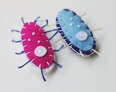 Two Paramecium Magnets - Microbe Magnet Pair - Science Microbiology Biology - Funny Geeky Wool Felt Magnets