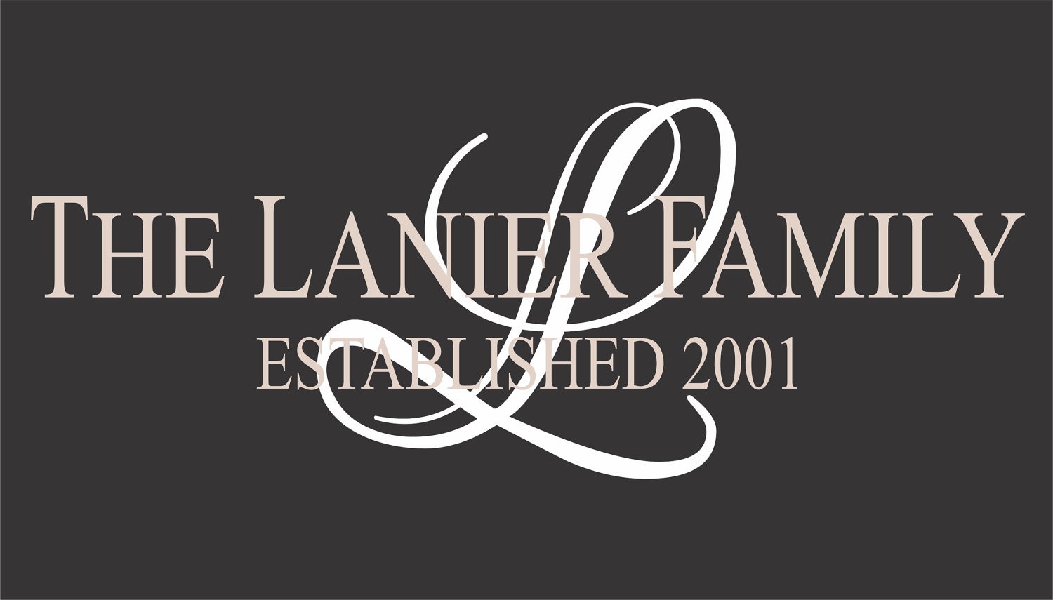 Vinyl Monogram With Family Name and Established Date 36 inches across-Personalized Vinyl Lettering Wall Decals Stickers