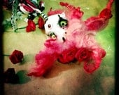 Gothic Rose Art Doll Print,  5x5 mini Photo, Gothic Home Decor. bold color