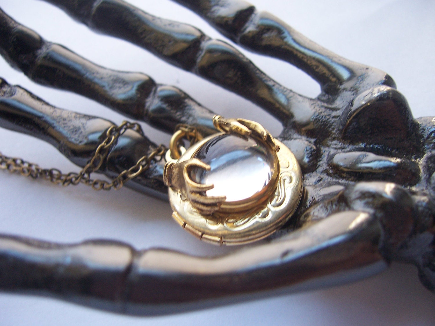 Gypsy Fortune teller crystal ball locket necklace