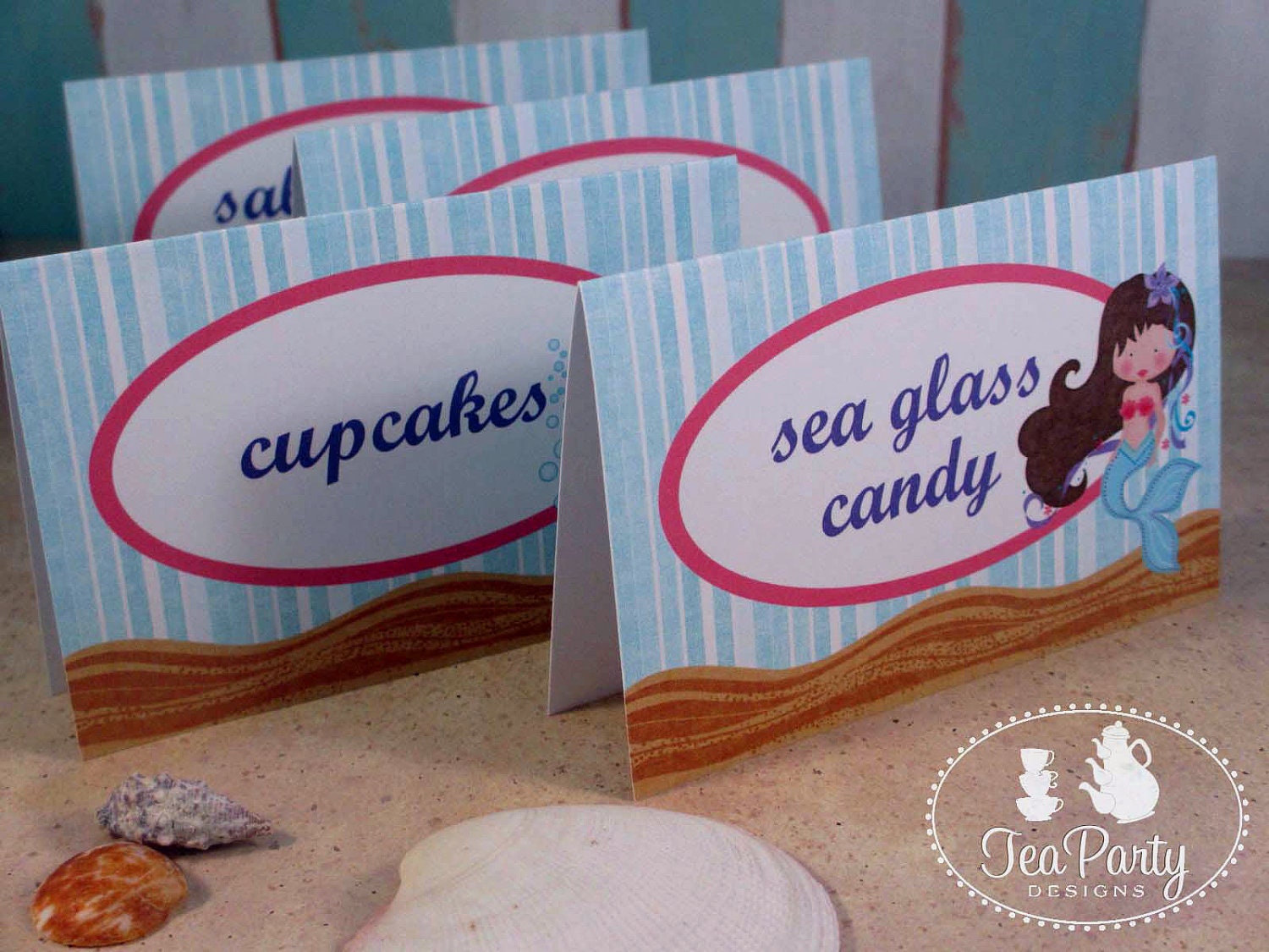 Blue Lagoon...Customized Mermaid Party Tent Place Cards Il_170x135
