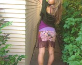 Fringe Mini SKIRT, Size S/M, Eco Clothing, hippie skirt, festival clothing,coachella, boho mini skirt, purple skirt,  skirt, Zasra